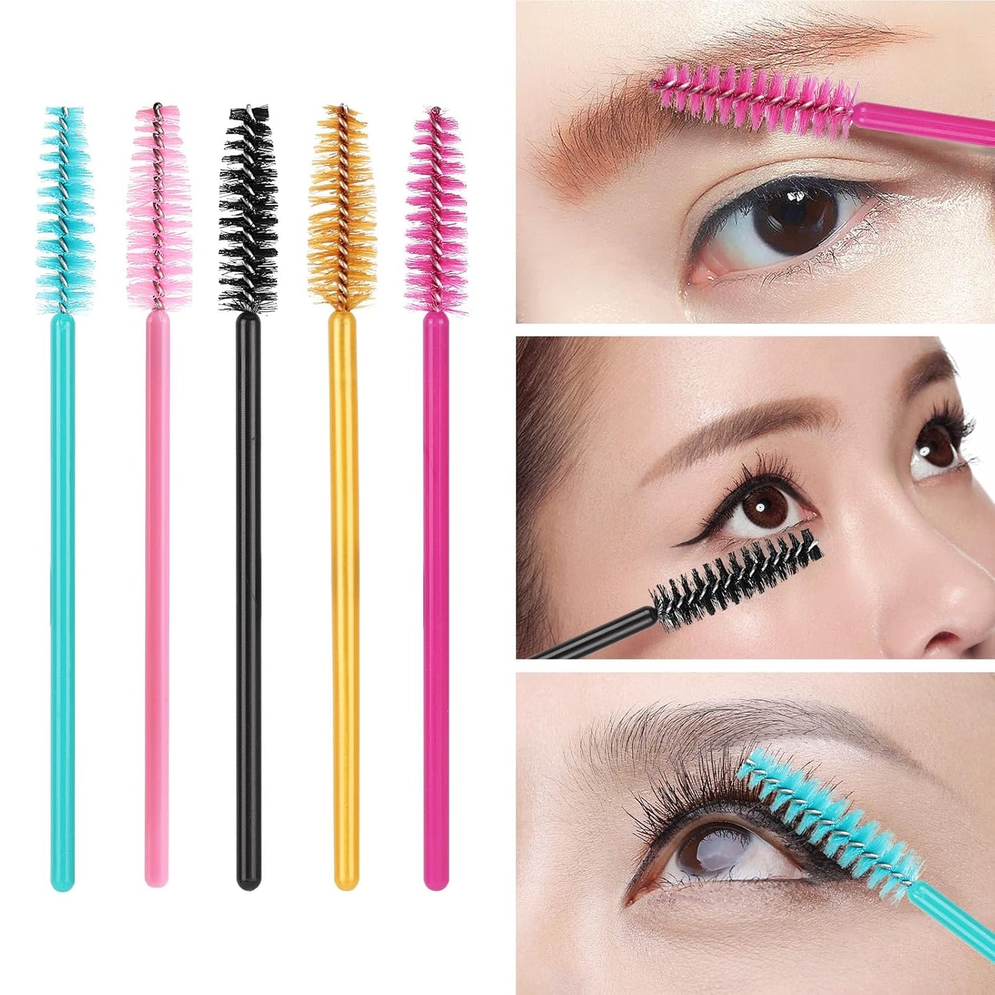500 Disposable Mascara Wands - Colorful Eyelash Brushes & Spoolies for Extensions