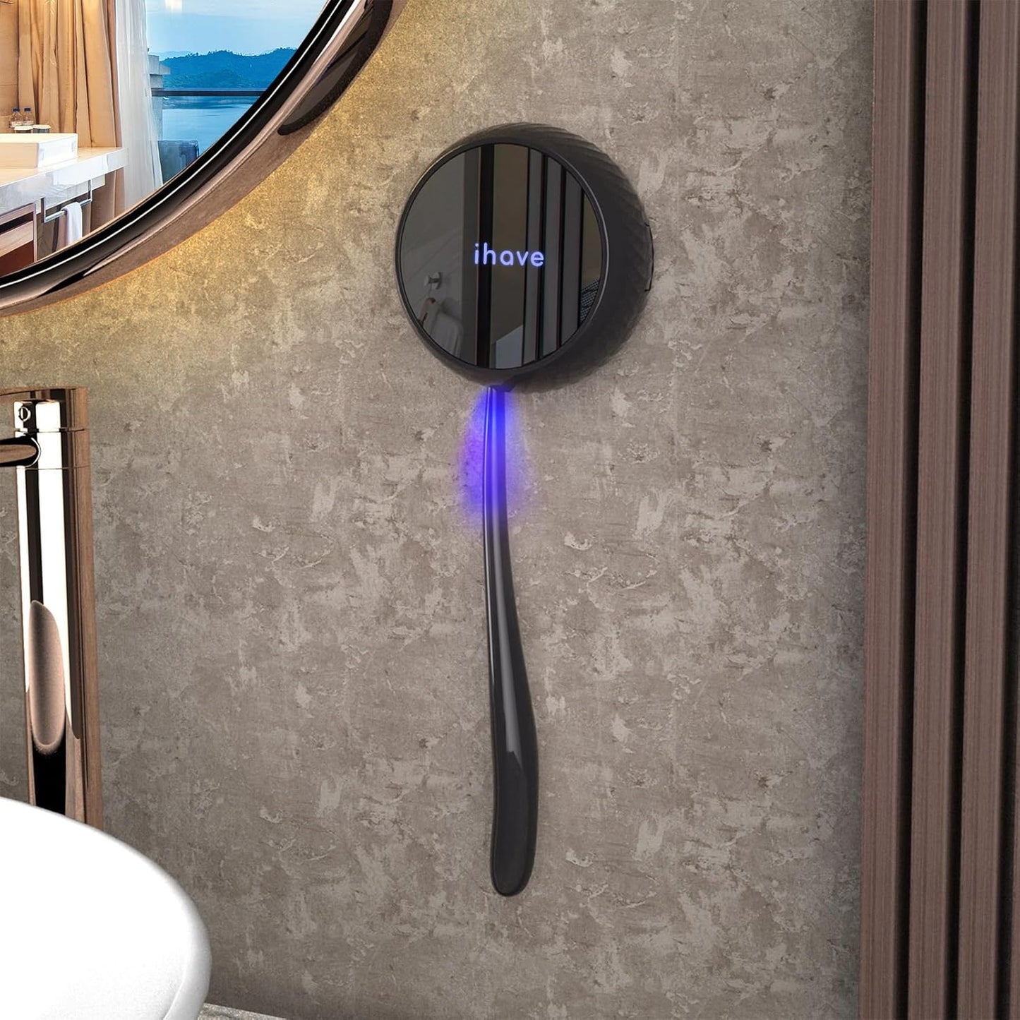 UV Toothbrush Sanitizer Holder – Wall-Mounted Bathroom Accessory for Home & Travel (Black)