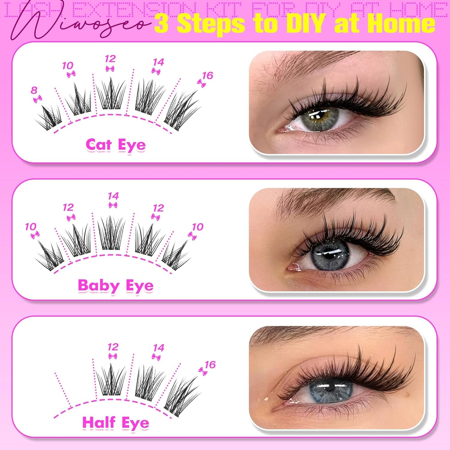 Manga Eyelash Clusters - Natural Look Anime Lash Extensions (8-16MM) for Beginners