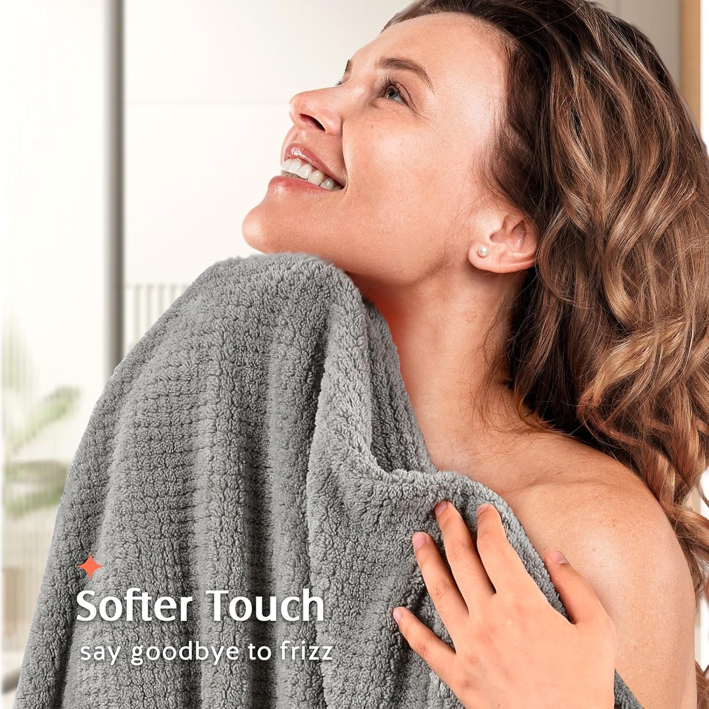 Super Absorbent Microfiber Hair Towel Wraps for Women - 2 Pack Quick Dry Turbans