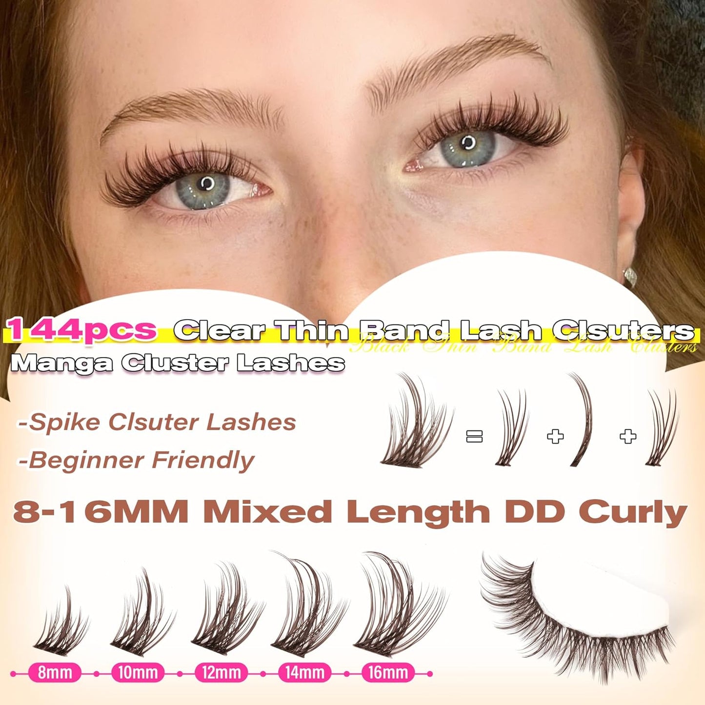 Manga Eyelash Clusters - Natural Look Anime Lash Extensions (8-16MM) for Beginners