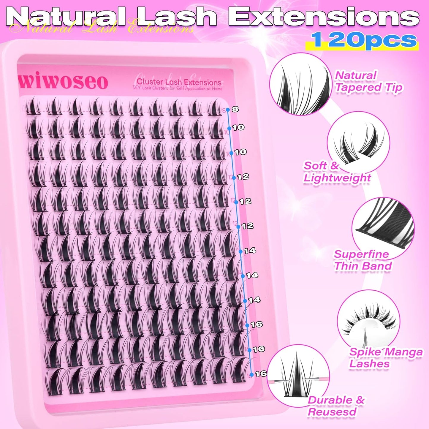 Manga Eyelash Clusters - Natural Look Anime Lash Extensions (8-16MM) for Beginners