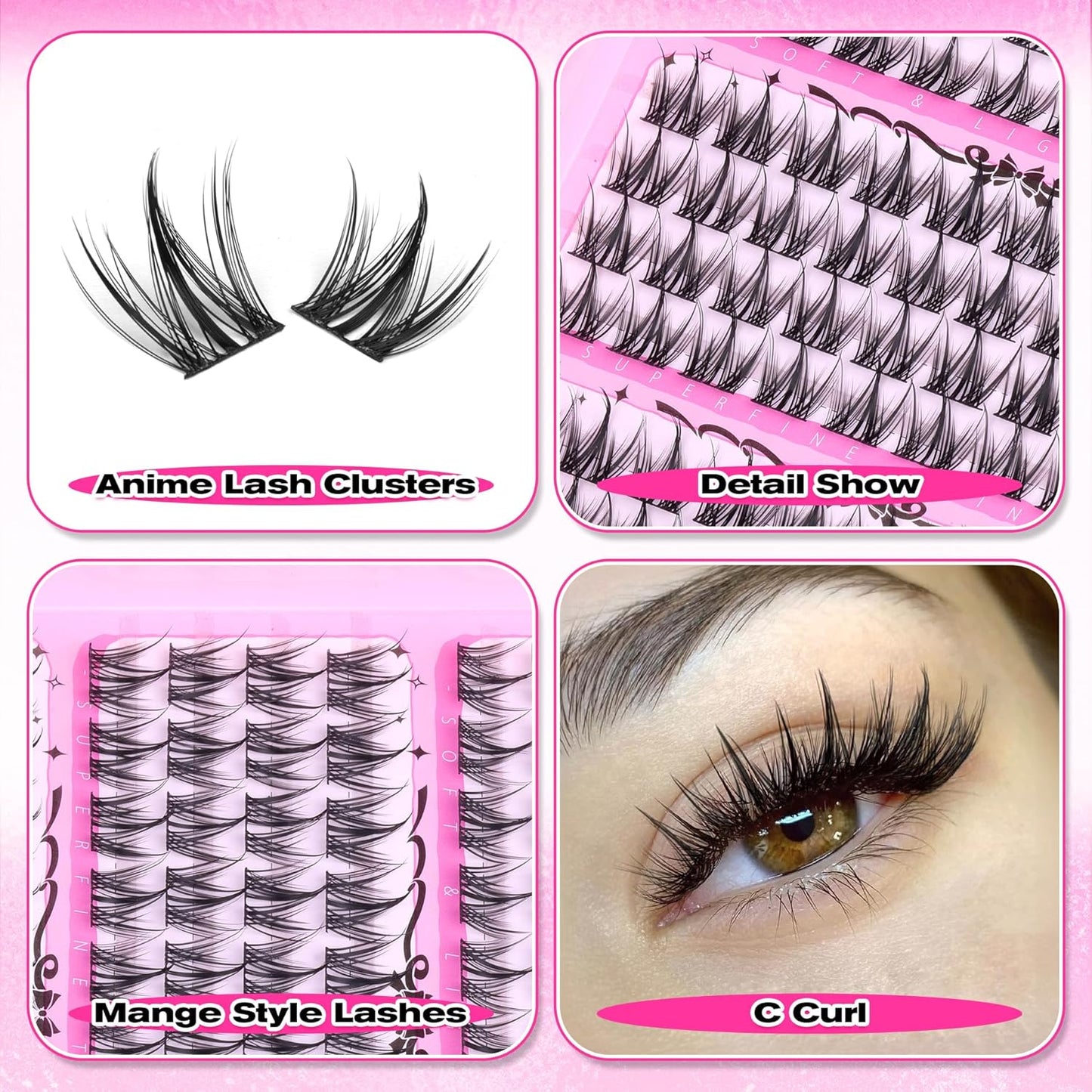 Manga Eyelash Clusters - Natural Look Anime Lash Extensions (8-16MM) for Beginners