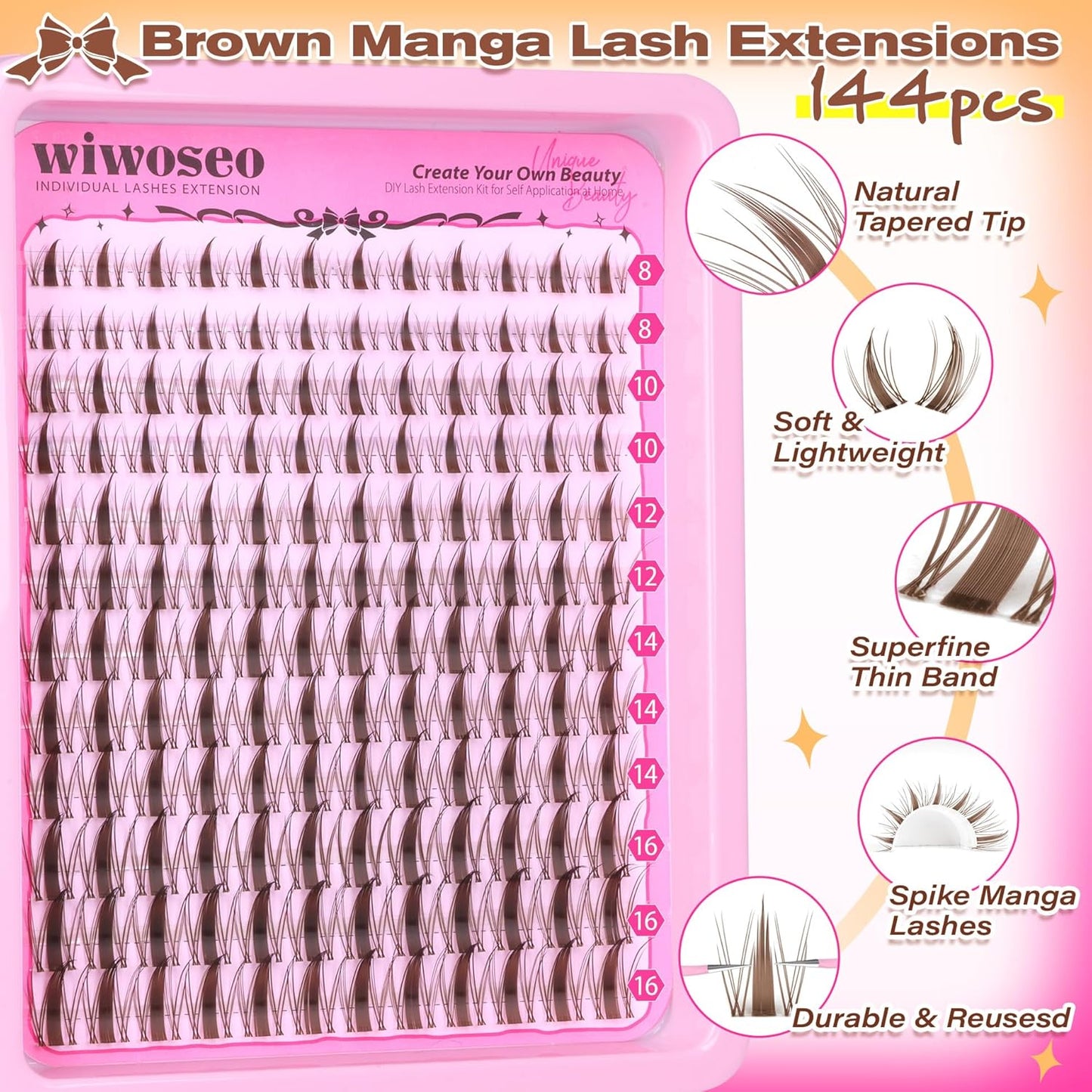 Manga Eyelash Clusters - Natural Look Anime Lash Extensions (8-16MM) for Beginners