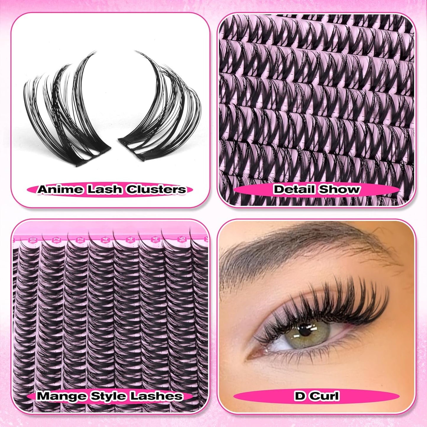 Manga Eyelash Clusters - Natural Look Anime Lash Extensions (8-16MM) for Beginners