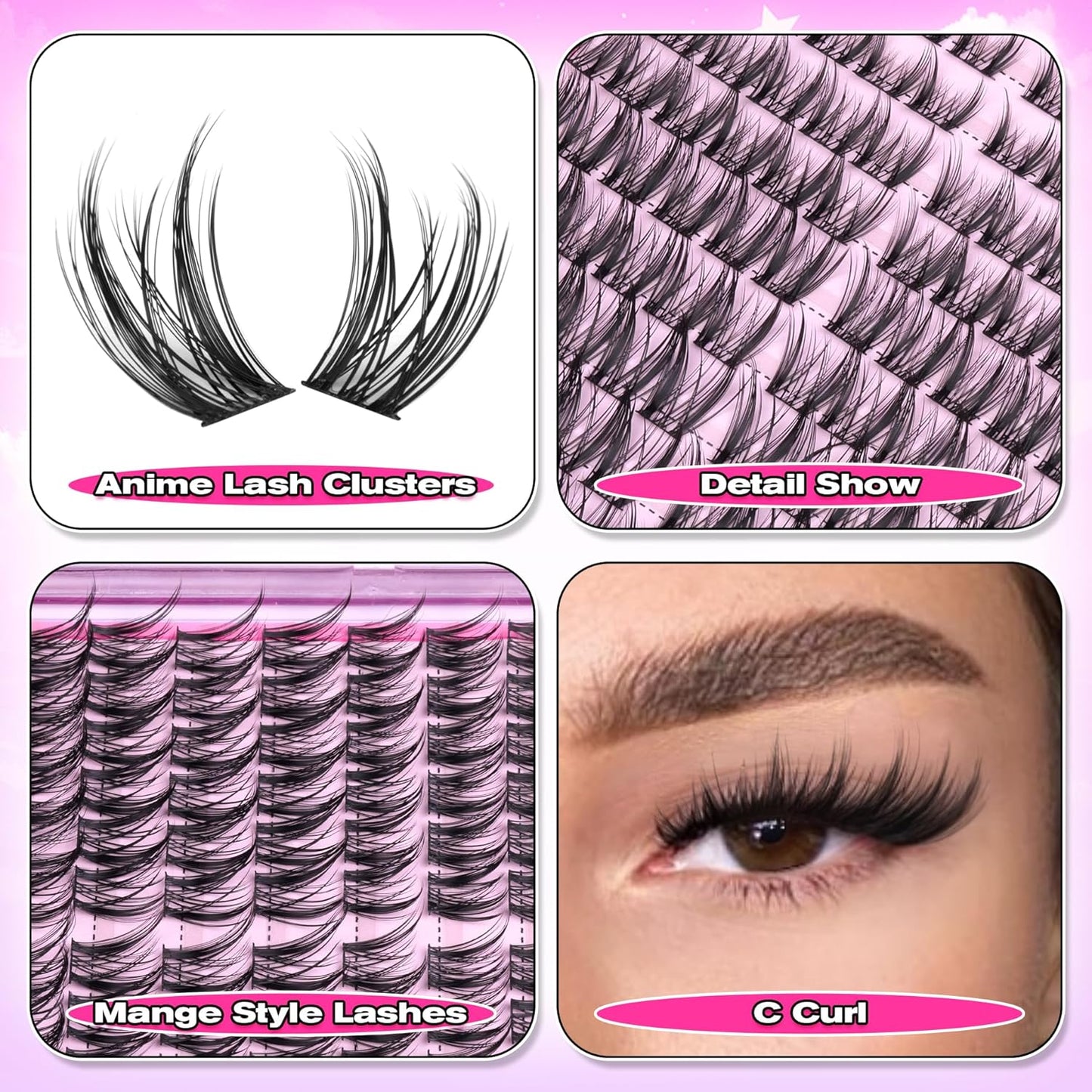 Manga Eyelash Clusters - Natural Look Anime Lash Extensions (8-16MM) for Beginners