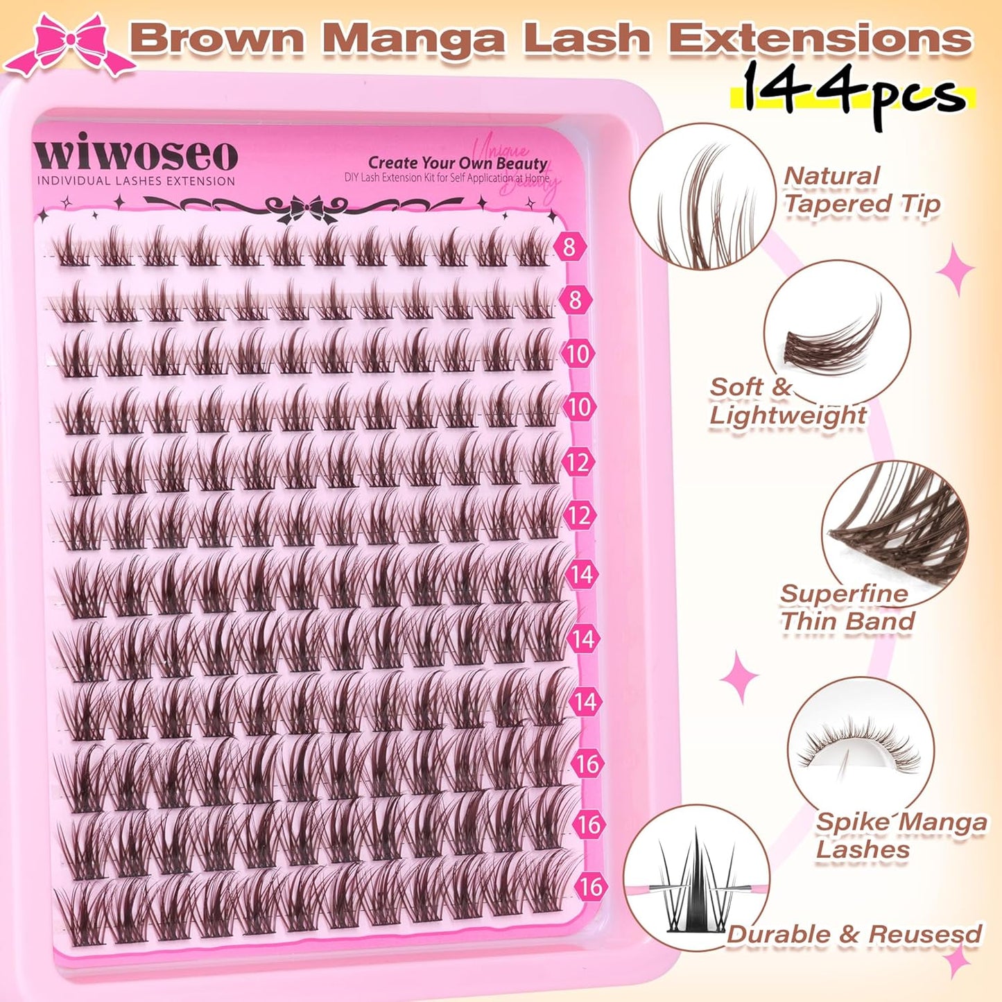 Manga Eyelash Clusters - Natural Look Anime Lash Extensions (8-16MM) for Beginners