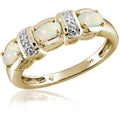0.42 Carat T.G.W. Opal and White Diamond Accent Ring - Size 8, Gold Over Silver
