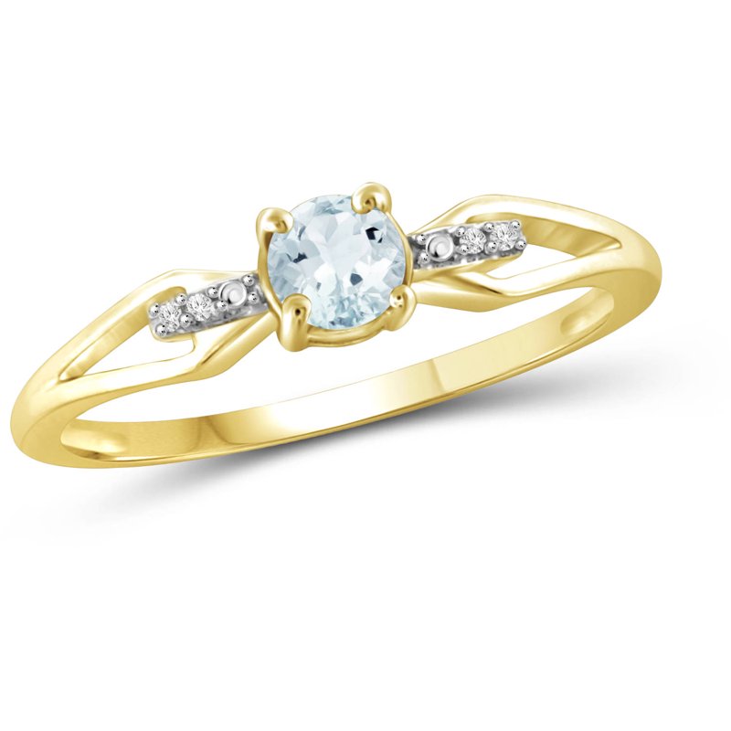 0.45 Carat Aquamarine and Diamond Accent Gold Over Sterling Silver Ring