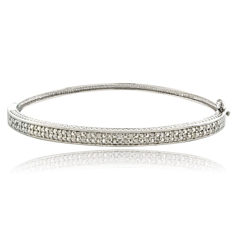 50 Carat Diamond Silver Tone Bangle Bracelet - Elegant Jewelry Gift