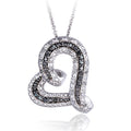 Black & White Diamond Floating Heart Pendant Necklace 0.50ct for Women