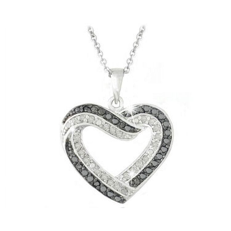 Black & White Diamond Heart Necklace 0.50ct TDW Open Pendant Gift