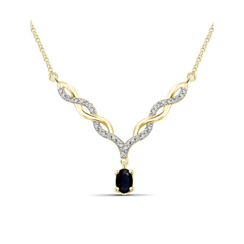 Women's Sapphire Pendant Necklace with Diamonds - 0.67 Carat T.G.W. Jewelry