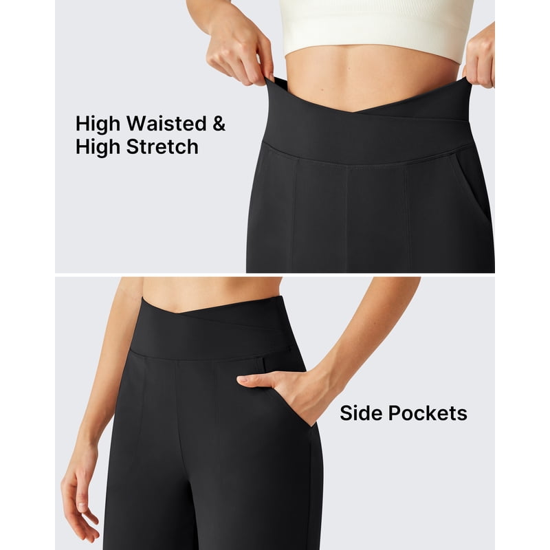 Women's High Waist Wide Leg Yoga Pants with Pockets - Soft Stretch Lounge Activewear