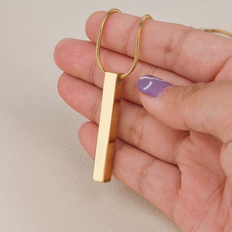 Cremation Necklace with Fill Kit - Memorial Bar Ashes Holder Pendant, No Engraving