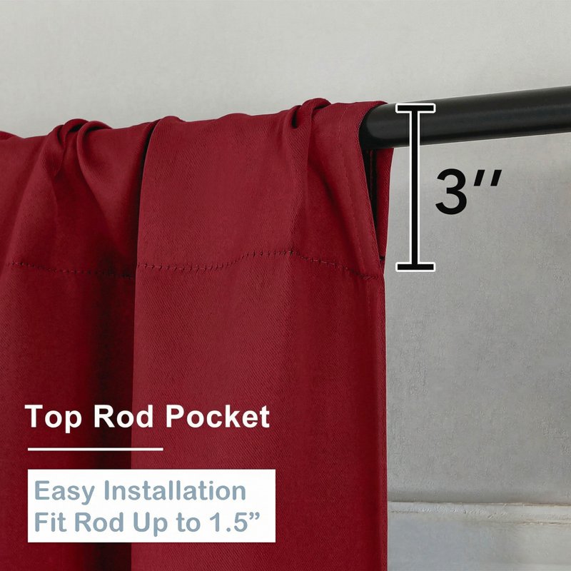 Blackout Curtain Set for Small Windows - Thermal Insulated Rod Pocket Shades