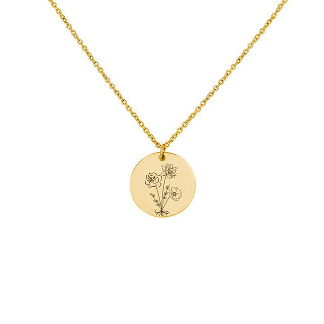 Personalized Birth Flower Necklace with Up to 4 Charms - Customizable Jewelry Gift for Mom
