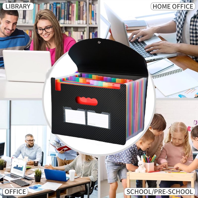 A4 Expanding File Folder with 25 Pockets, Waterproof Accordion Organizer, 2 Pack