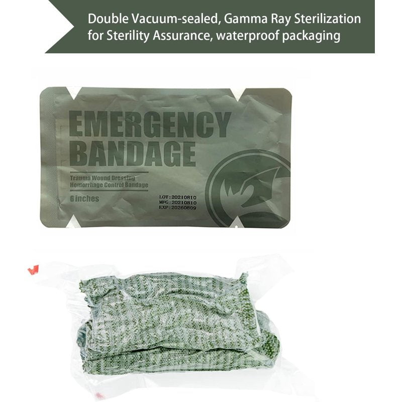 6-Inch Trauma Compression Bandage with Non-Adherent Pad - First Aid Kit Supplies