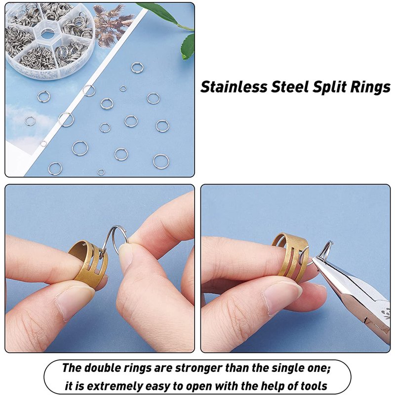 Stainless Steel Jump Rings Set for Jewelry Making - 6 Sizes, 500 Pcs
