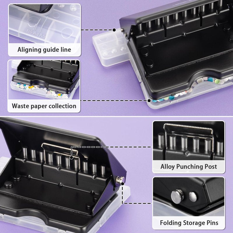Manual 10-Hole Binding Machine for Planners and Notebooks with Multi-Color Spines