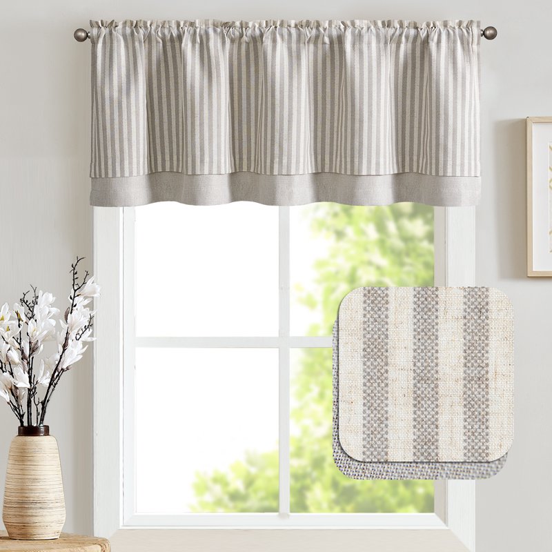 Farmhouse Kitchen Blackout Valance 50x18 Inch Double Layer Window Curtain