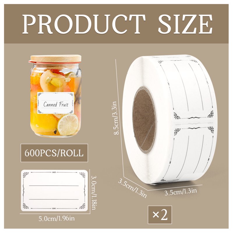 Waterproof Food Labels - Removable Stickers for Jams, Containers, Freezer, 1200 pcs