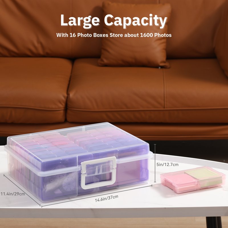 Multi-Color Photo & Craft Storage Box with 16 Inner Cases for Photos, Puzzles, Cards & Seeds