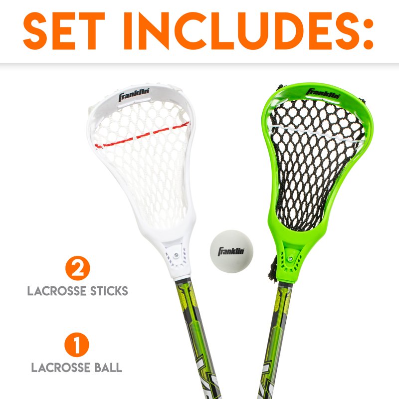 Youth Lacrosse Practice Set - 2 Sticks & Ball for Beginners, 32 Inch