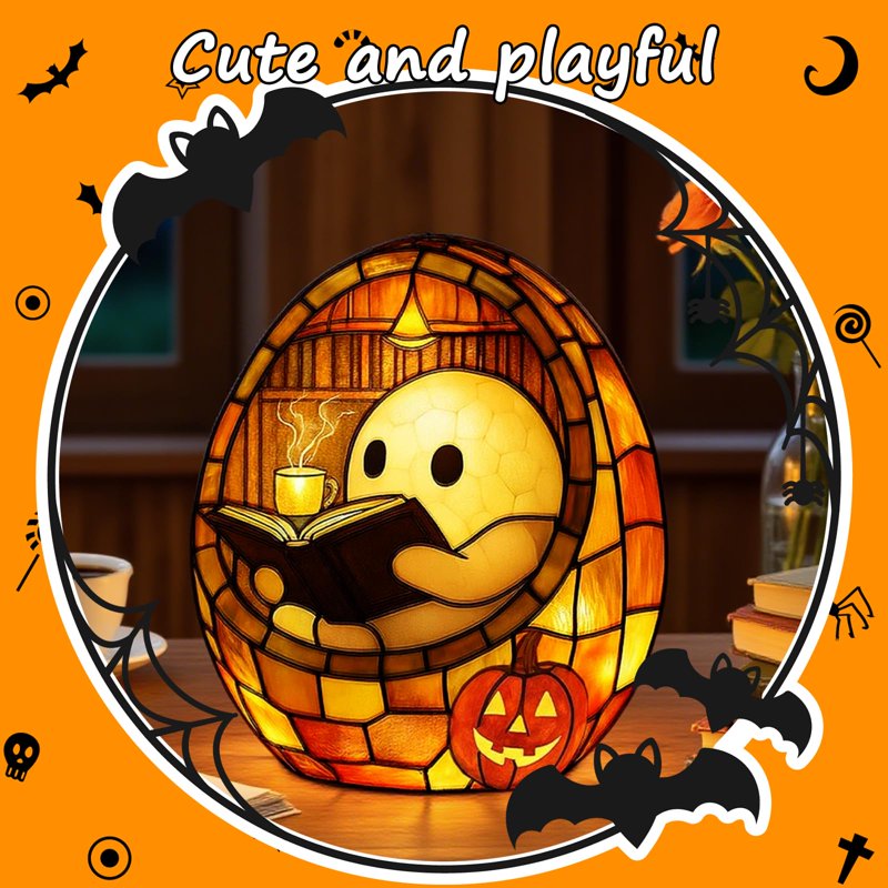 Halloween Ghost Night Light - Spooky Cute LED Reading Lamp for Home Decor