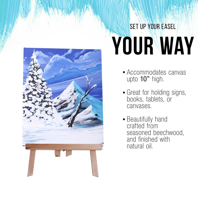 Small Wooden Tabletop Art Easel - Beechwood Display & Painting Stand