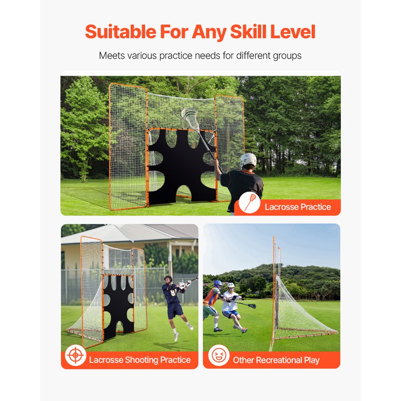 12x9 ft Lacrosse Goal with Backstop and Target - Practice Nets for Youth and Adults