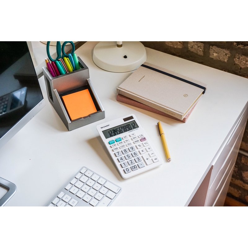 12-Digit Desktop Calculator with Kickstand, Solar Power & Memory - Office & Home
