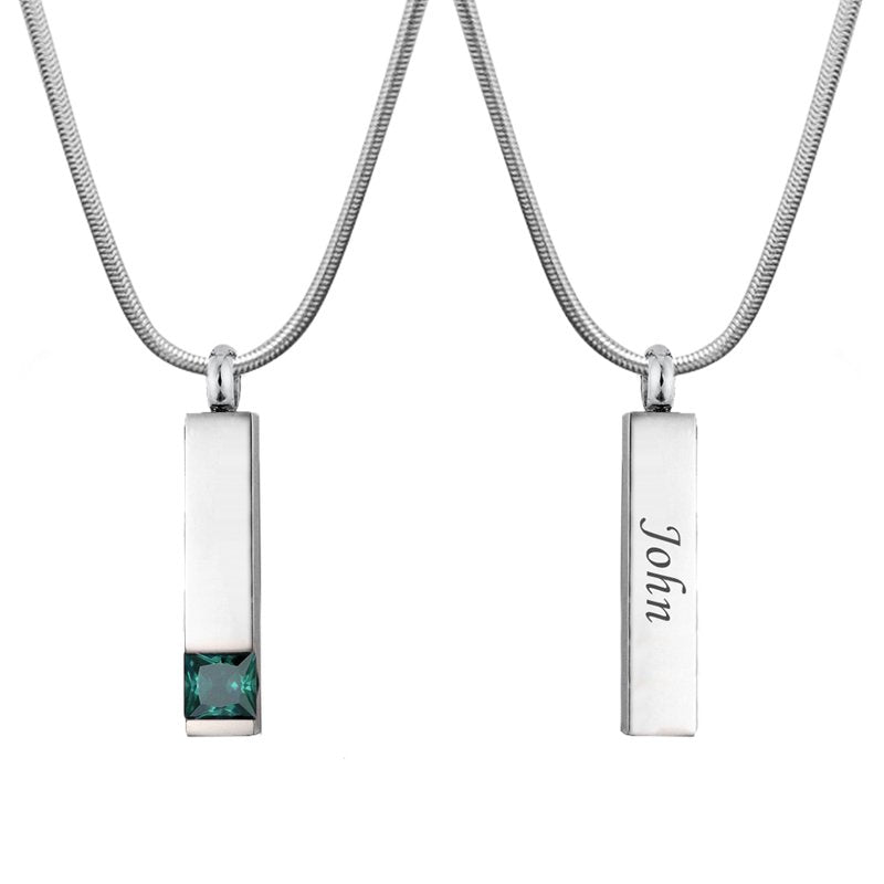 Personalized Birthstone Cremation Necklace for Ashes Keepsake Memorial Pendant with Engraving Kit