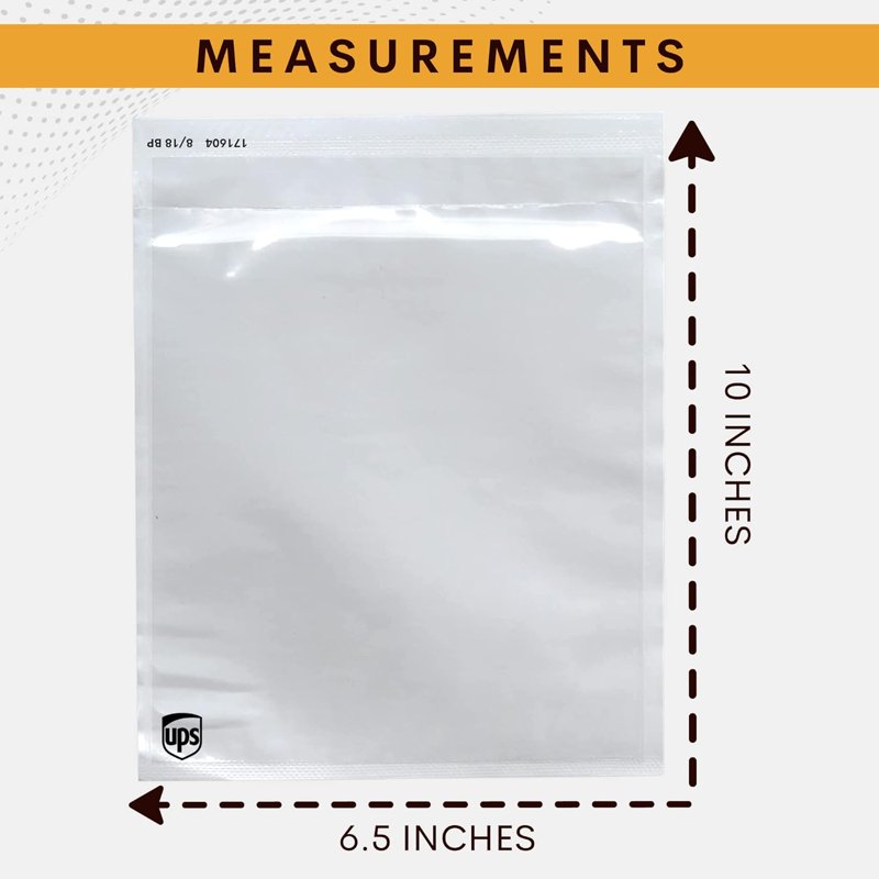 Pack of Waterproof Shipping Label Envelopes with Peel & Seal - Clear Packing Slip Envelopes for Invoices & Documents