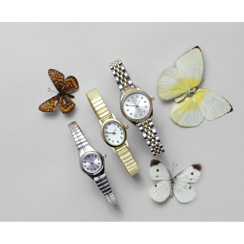 Women's Gold Tone Oval Wristwatch with Easy Read Dial and Expansion Band