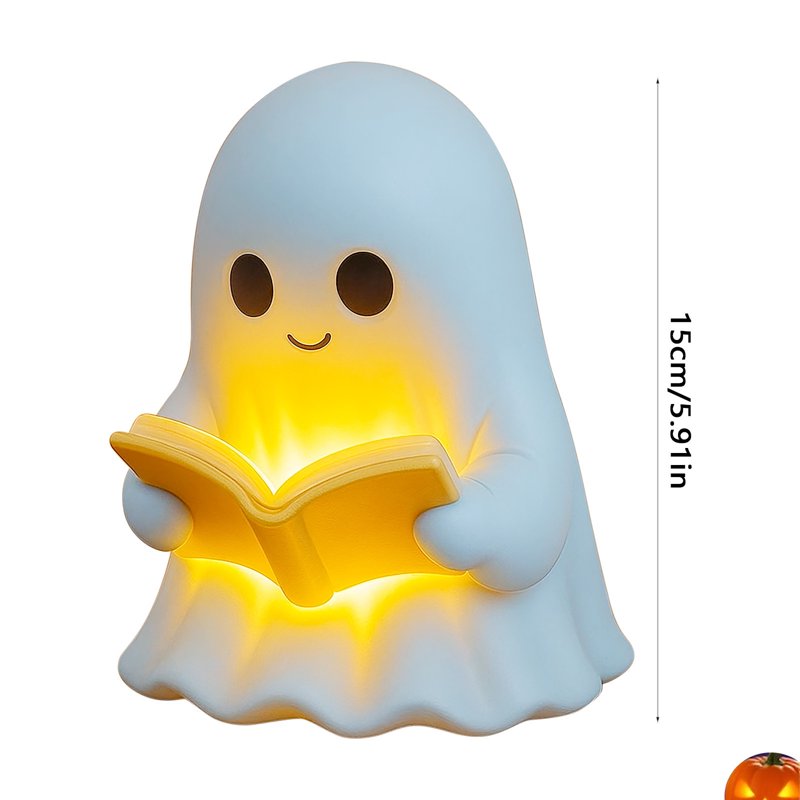 Halloween Ghost Reading Book Lamp - Cute Night Light for Indoor Decor