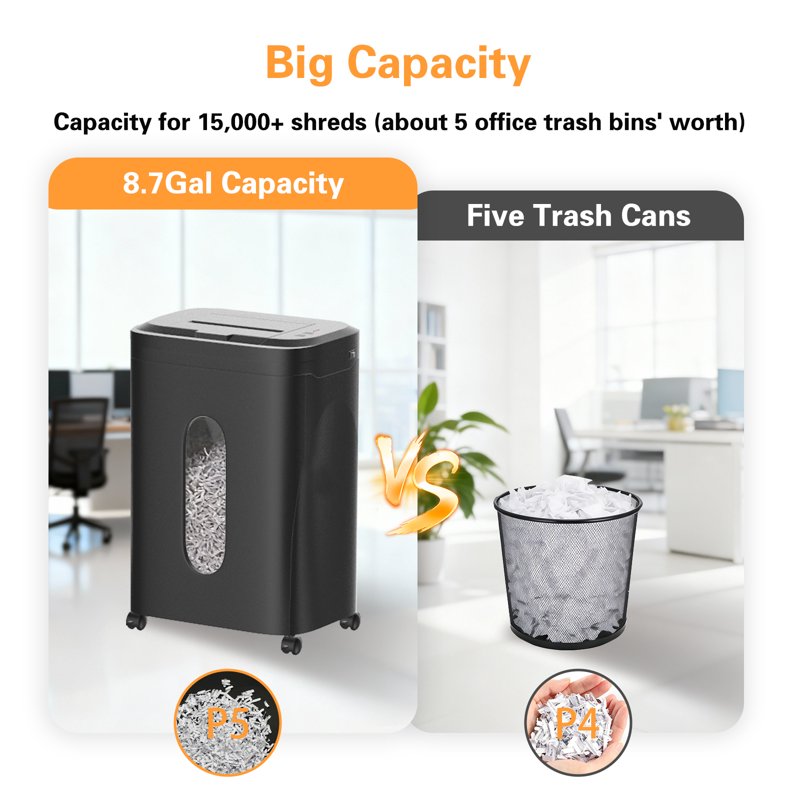 Heavy Duty Micro Cut Paper Shredder with Auto Feed and Large Bin - P-5 Security