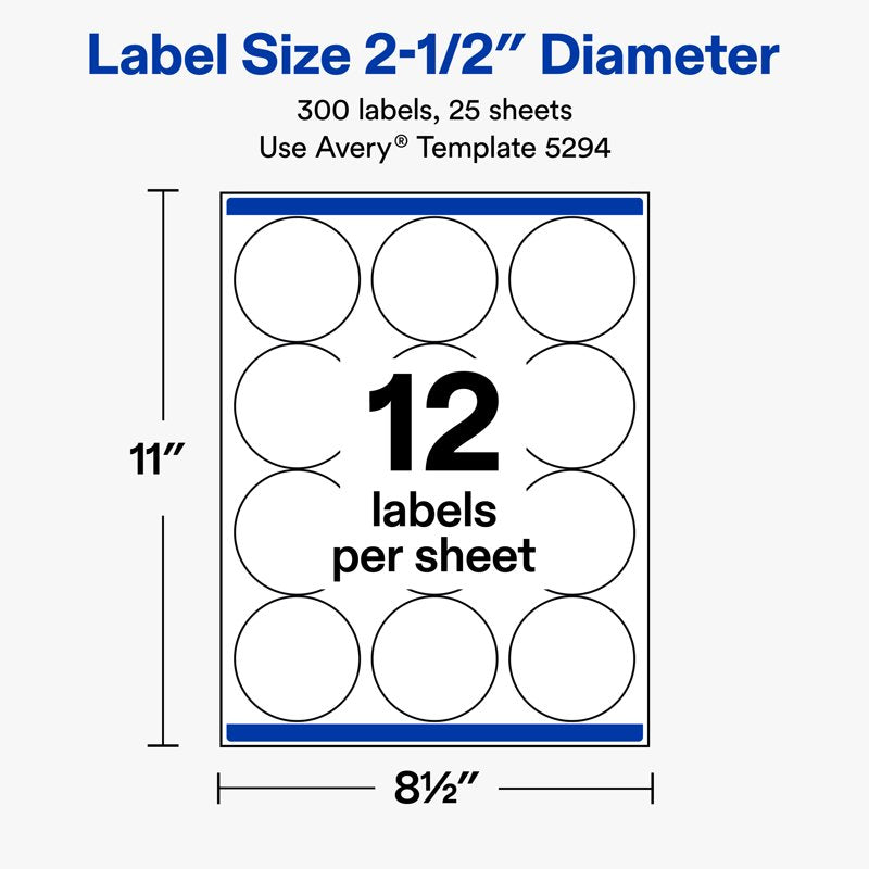Printable 2.5-Inch Round White Matte Labels - Bulk Pack for Inkjet & Laser Printers