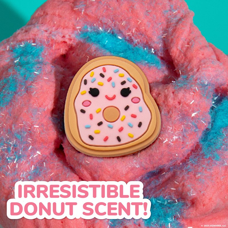 Donut Scented Cloud Slime with Tinsel & Charm - 8oz, Pre-Made, Pink & Blue