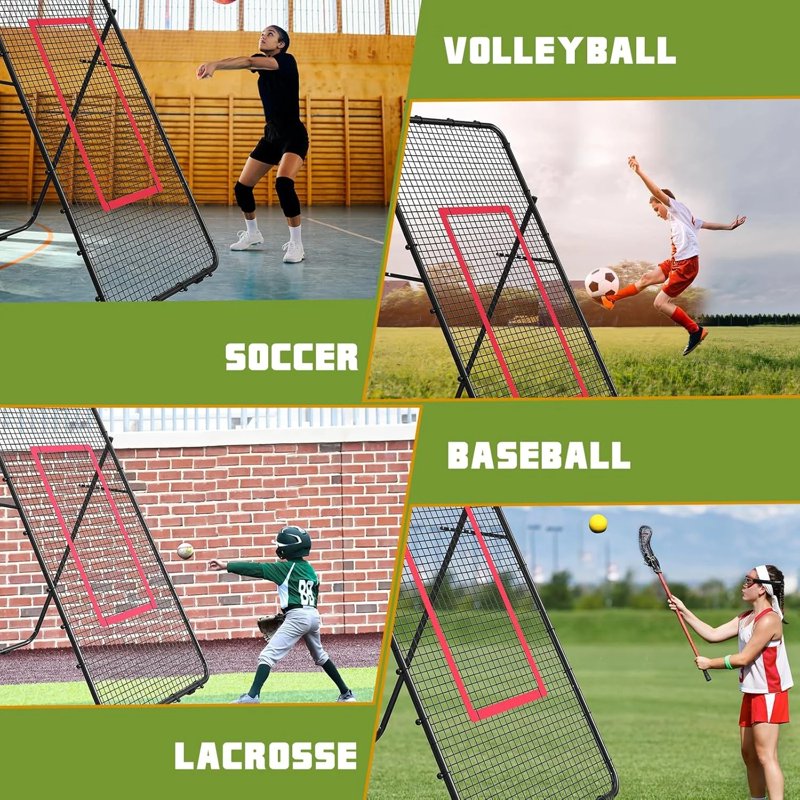 Adjustable Volleyball Rebounder Net - Portable 7x4 FT Practice Equipment for Volleyball, Lacrosse, Baseball, Soccer