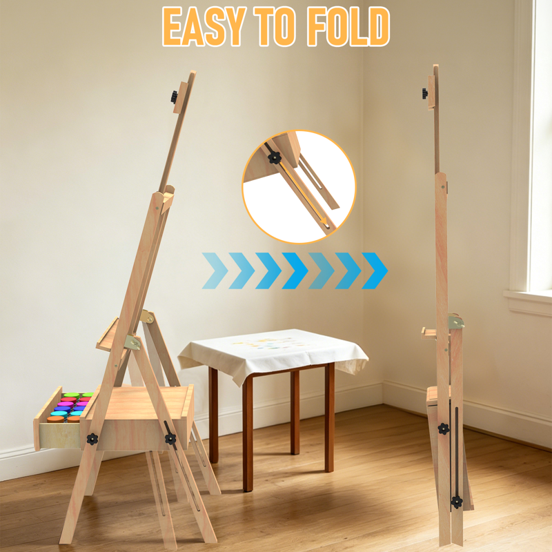 Wooden Art Easel with Storage Drawer, Adjustable Painting Stand for Adults & Kids