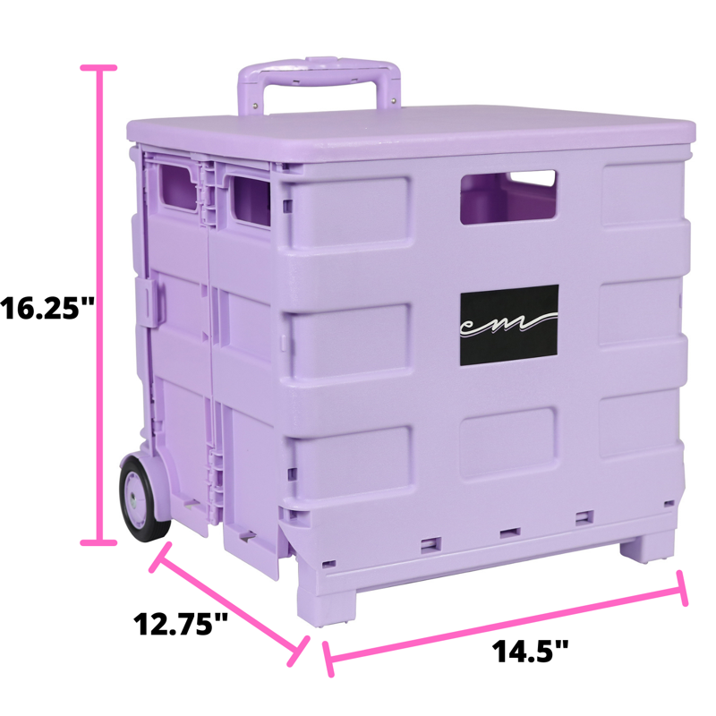 Collapsible Plastic Storage Cart for Crafts & Supplies - Purple