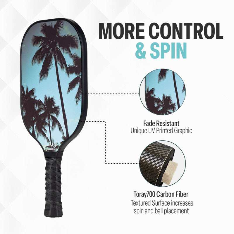 Palms-O-Aces Light Blue Lightweight Graphite Pickleball Paddle – Variation: Light Blue