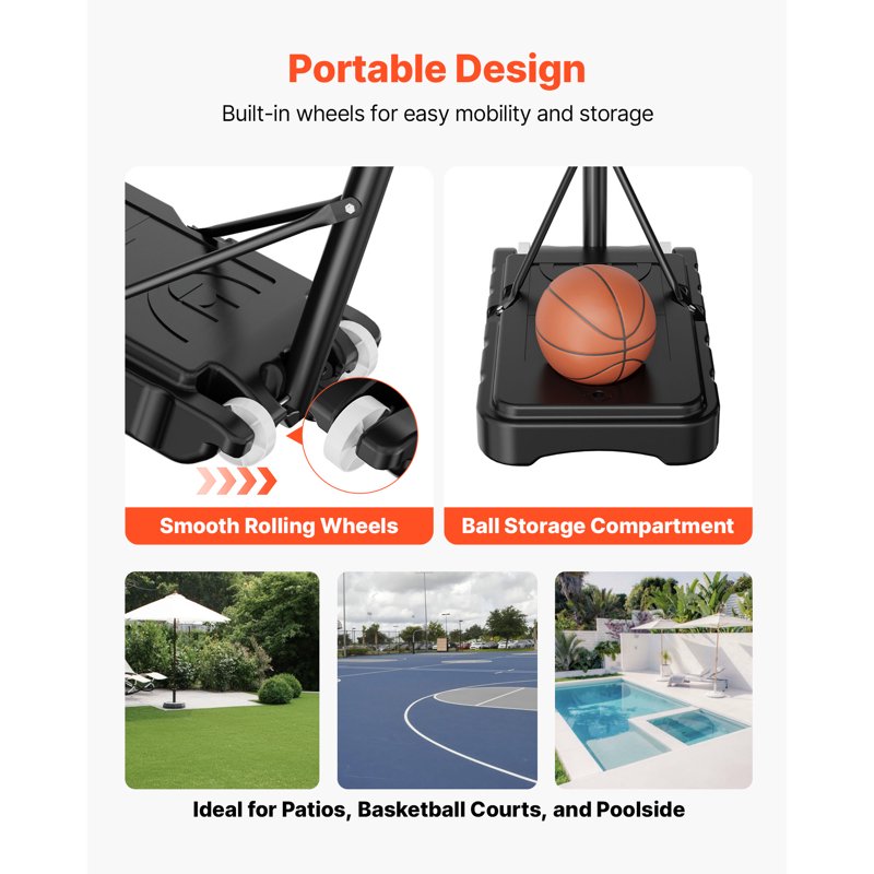 Portable Adjustable Basketball Hoop for Kids & Family Outdoor Play