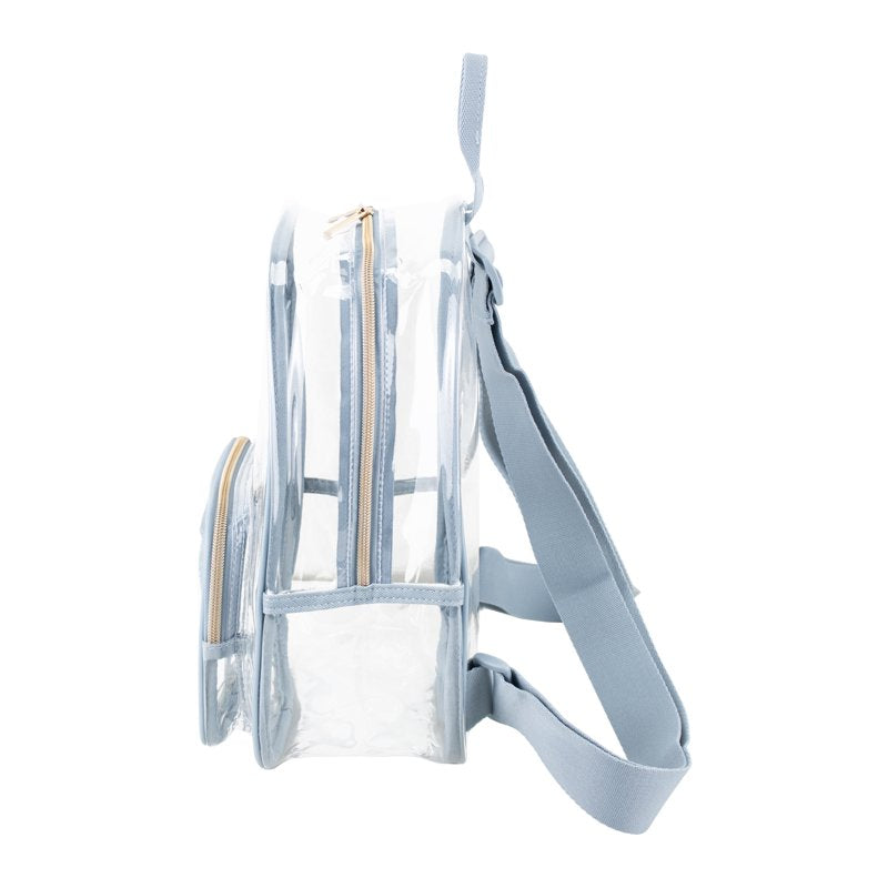 Clear Fashion Dome Backpack with Denim Trim - Unisex Stylish School Bag