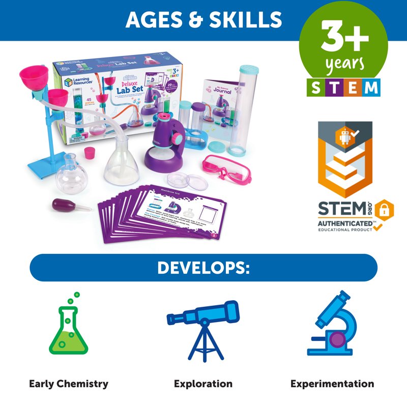 Kids Science Lab Set with 45 Experiments for Ages 3+ Pink - STEM Learning Kit