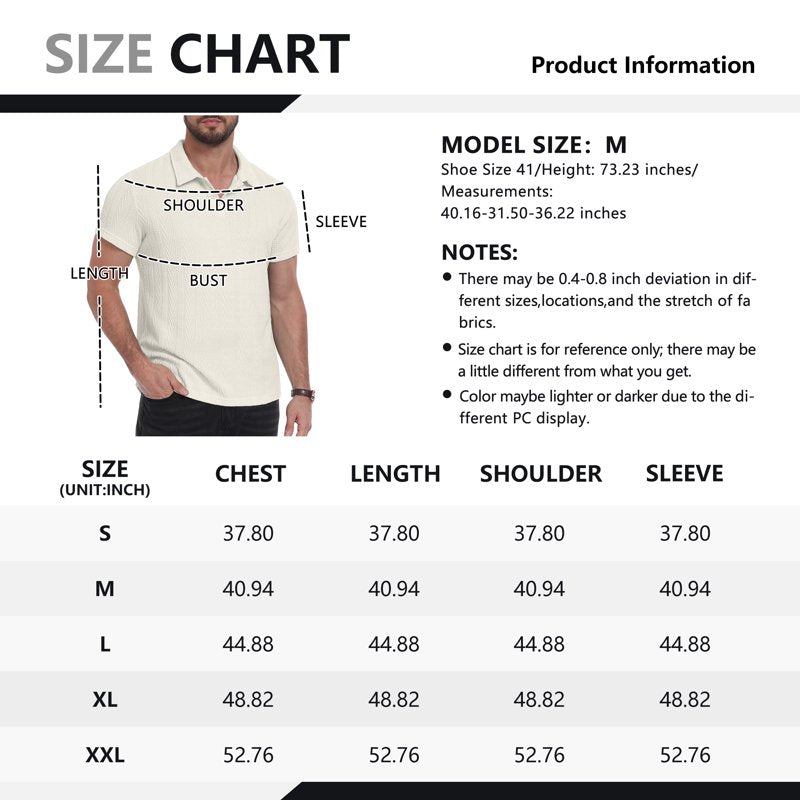 Men's Short Sleeve Polo Shirt Lightweight Cotton Casual Golf Top