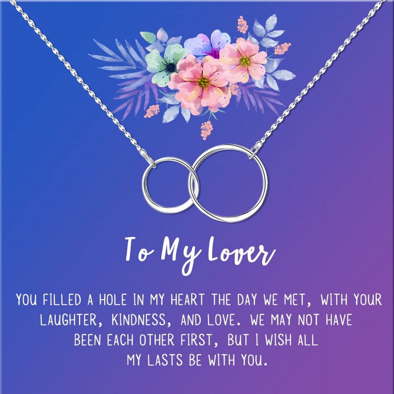 Lover Necklace Gift for Girlfriend Infinity Double Ring Pendant Jewelry