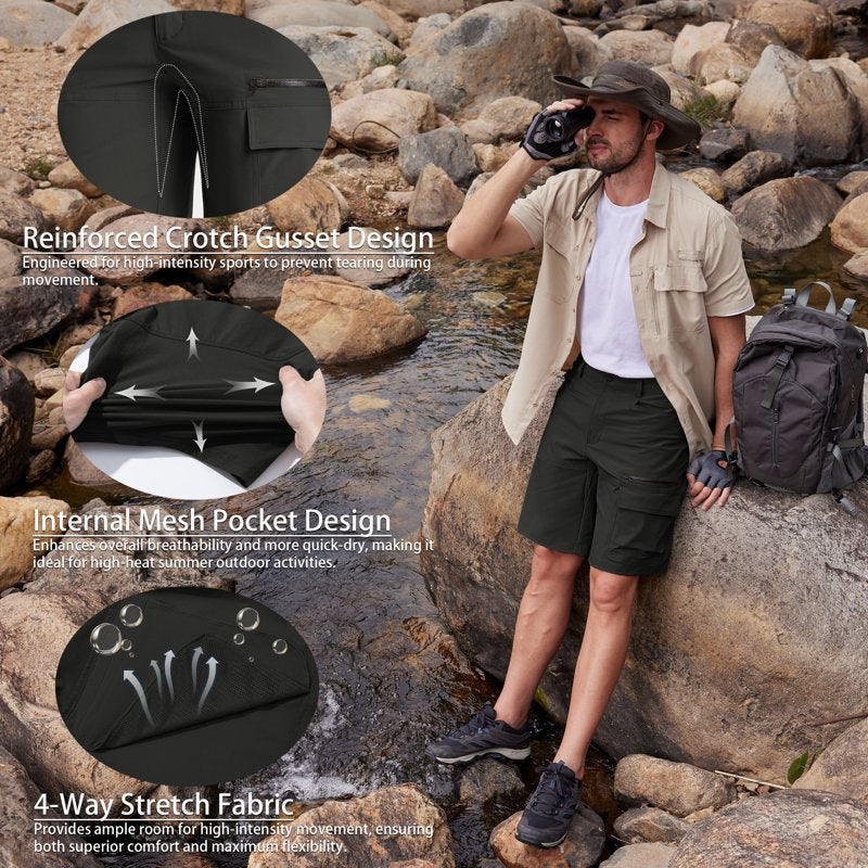 Men's Quick Dry Water-Resistant Cargo Shorts for Hiking & Sports